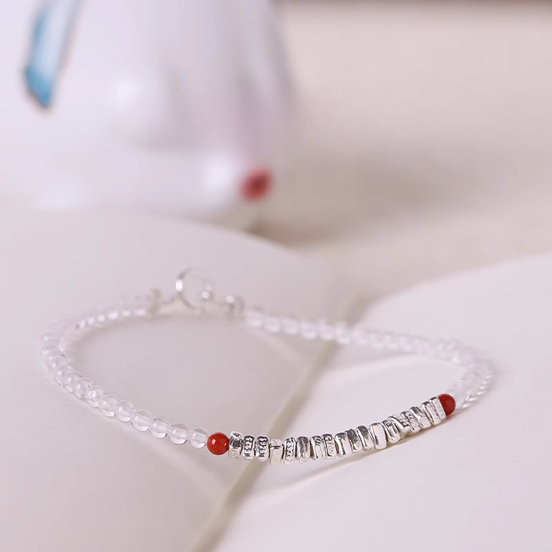 Zen Healing Clear Quartz 925 Sterling Silver Peace Bracelet
