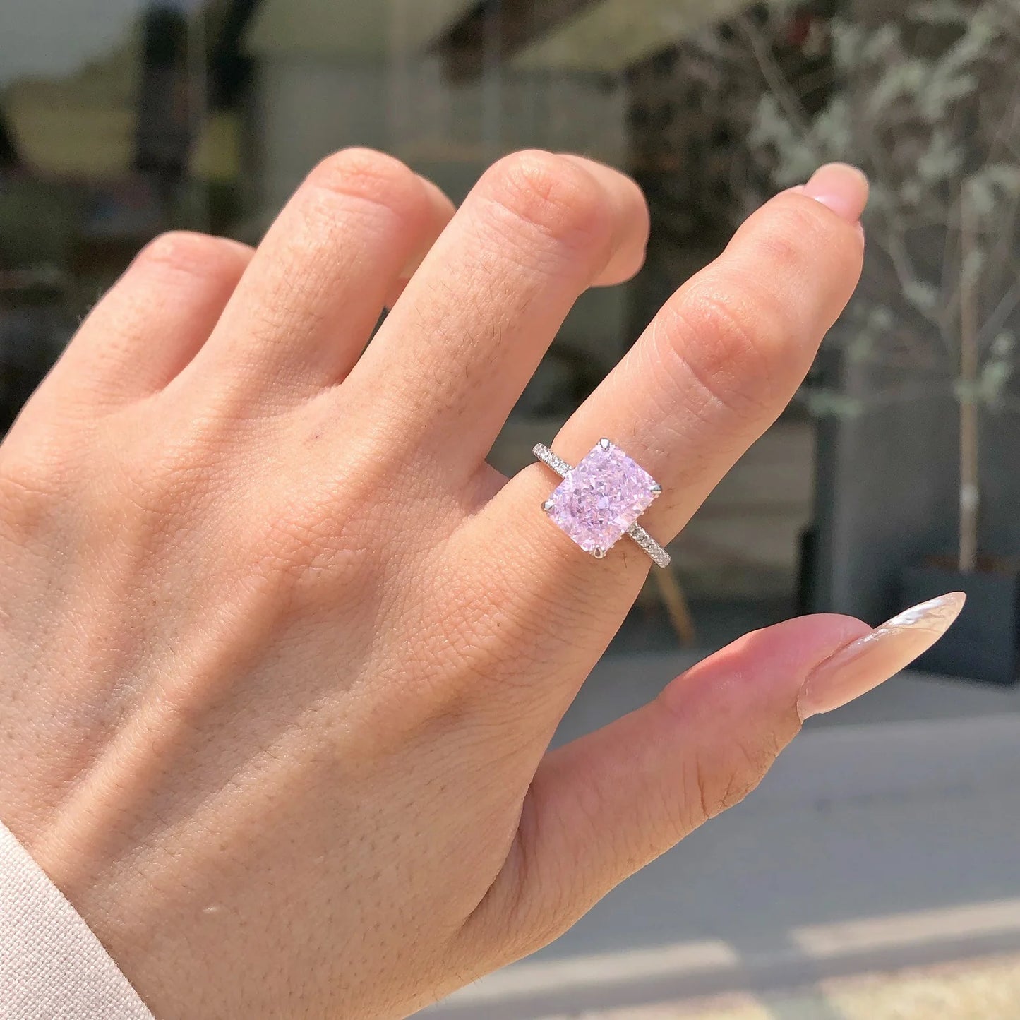 Zen Healing 925 Sterling Silver Colored Zircon Super Flash Wedding Ring