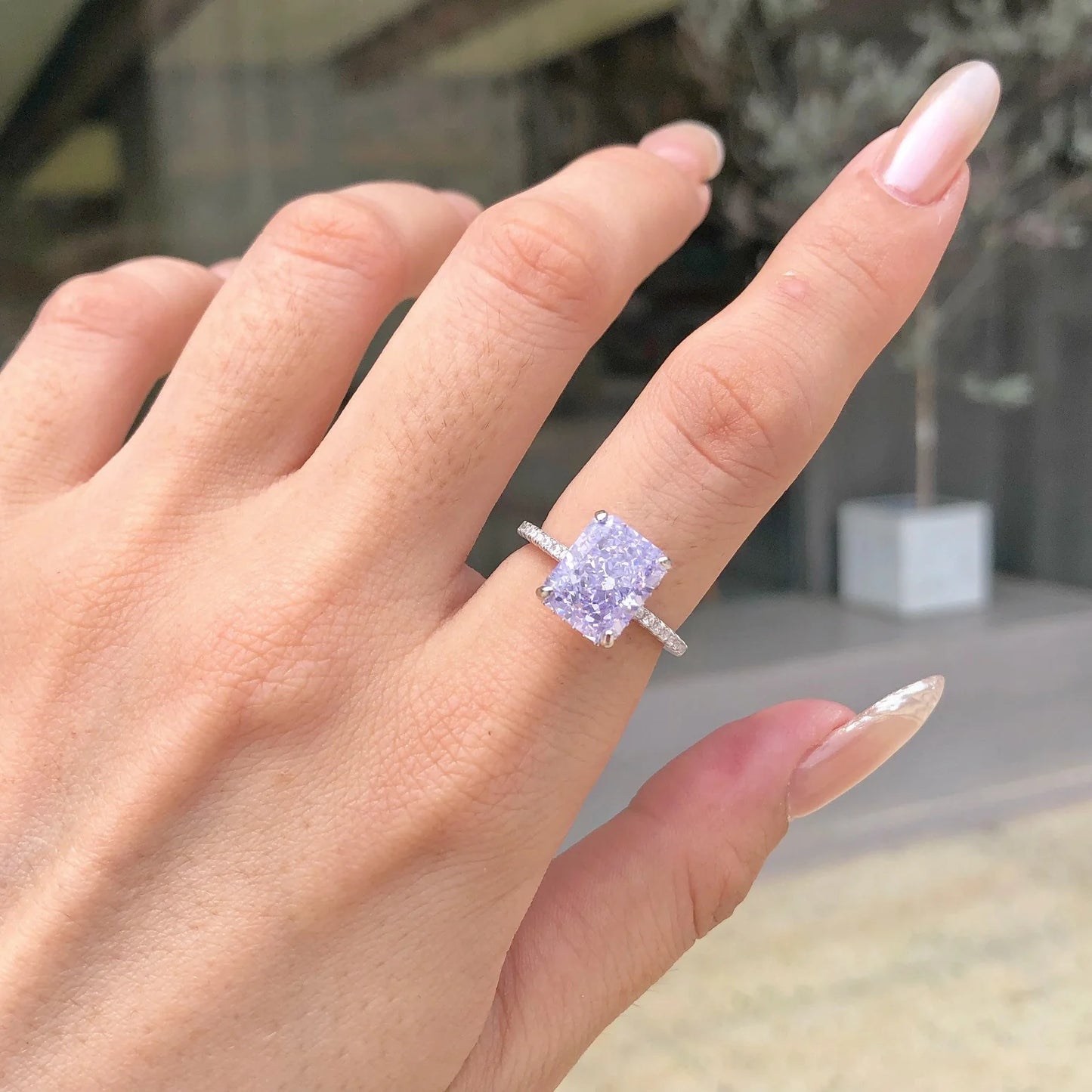 Zen Healing 925 Sterling Silver Colored Zircon Super Flash Wedding Ring