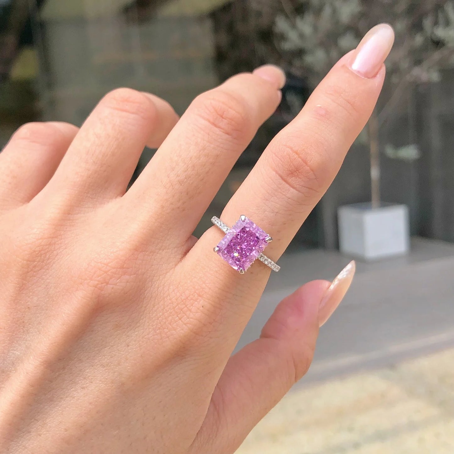 Zen Healing 925 Sterling Silver Colored Zircon Super Flash Wedding Ring