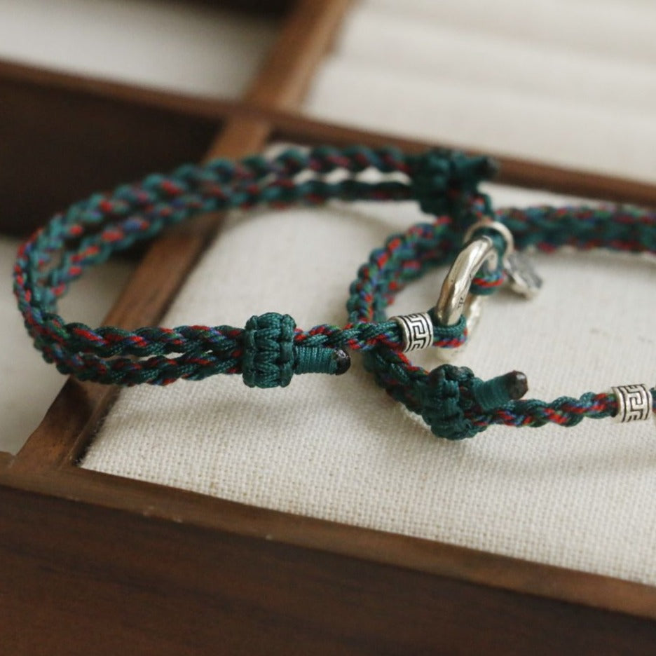 Zen Healing Tibetan 925 Silver Peace Buckle Lucky Braided Bracelet