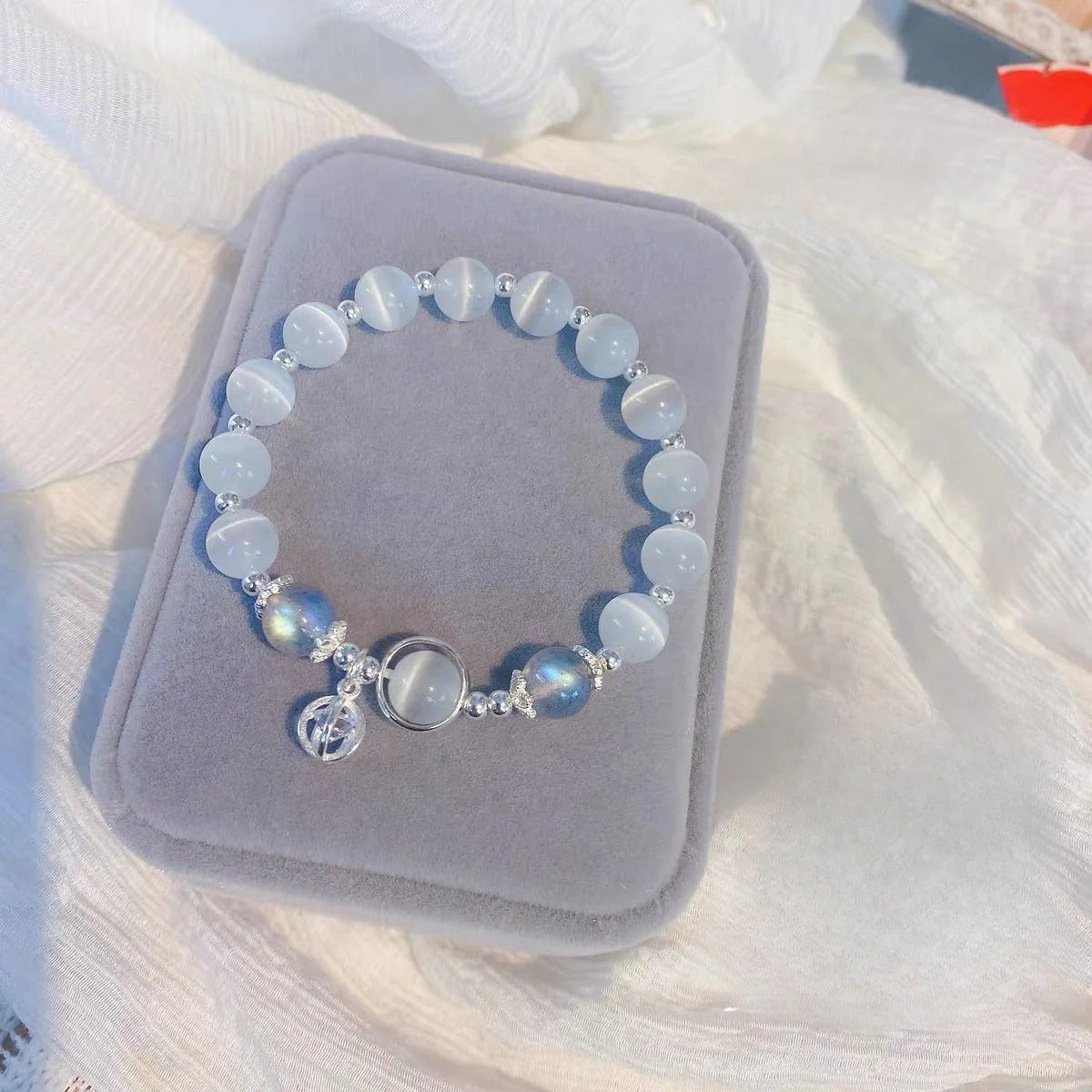 Zen Healing 925 Sterling Silver Cat’s Eye Moonstone Butterfly Love Protection Bracelet