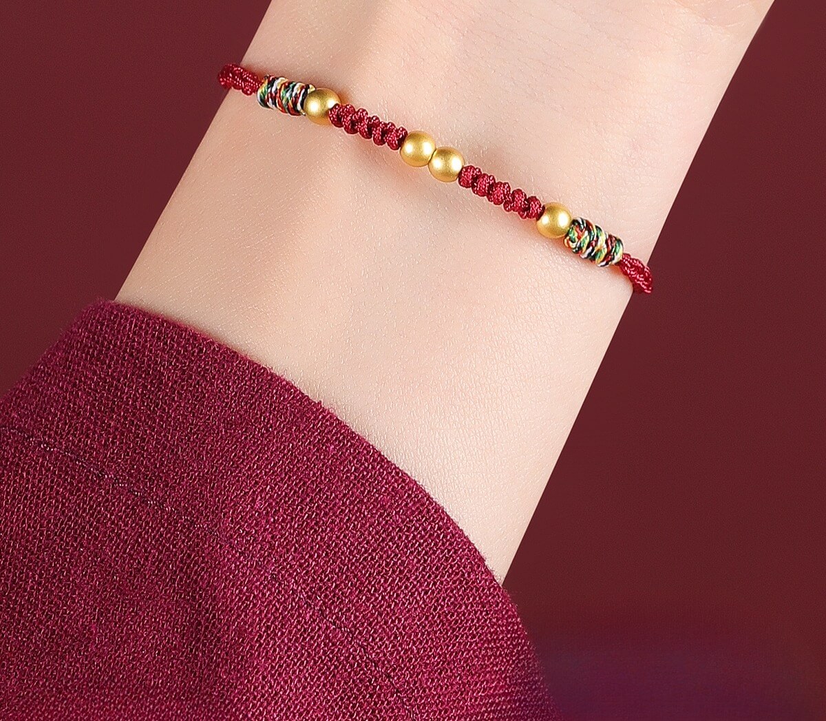 999 Sterling Silver Luck Bead Protection Braided Rope Bracelet