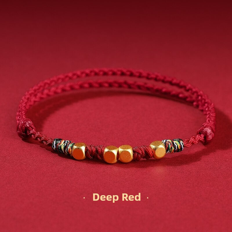 999 Sterling Silver Luck Bead Protection Braided Rope Bracelet