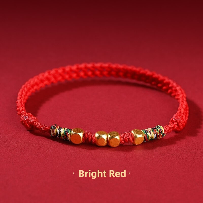 999 Sterling Silver Luck Bead Protection Braided Rope Bracelet