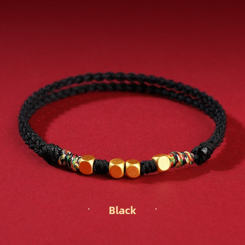 999 Sterling Silver Luck Bead Protection Braided Rope Bracelet