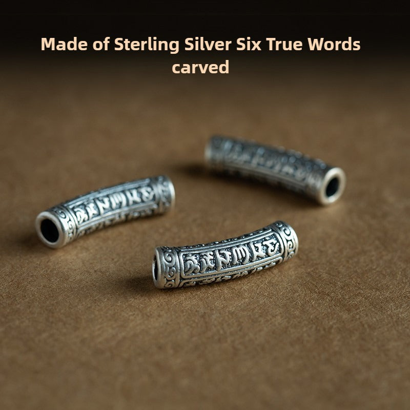 999 Sterling Silver Six True Words Blessing Spiritual Protection Good Luck Red String Bracelet