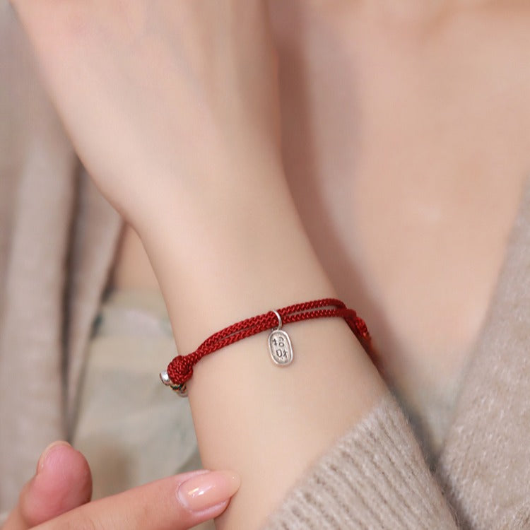 Zen Healing 999 Sterling Silver Year of the Snake Red String Blessing Braided Bracelet