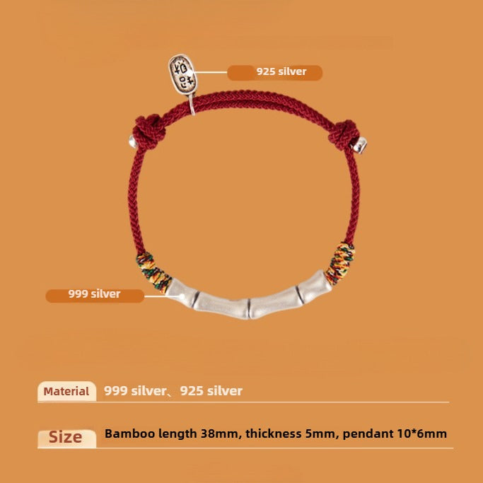 Zen Healing 999 Sterling Silver Year of the Snake Red String Blessing Braided Bracelet
