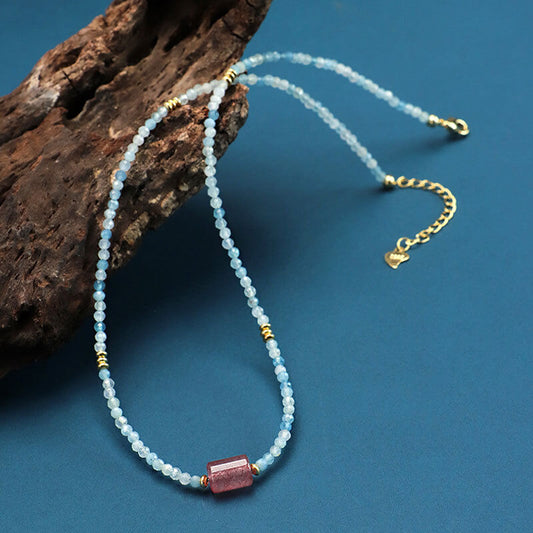 Collier Aqua Elegance en aigue-marine - Calme•Guérison