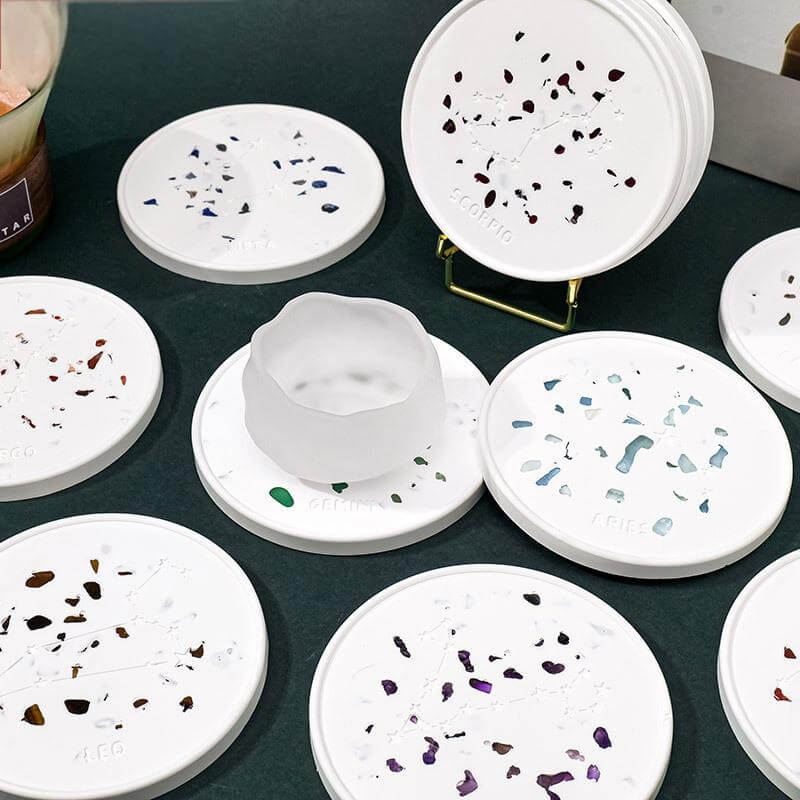 Dessous de verre en pierres précieuses astrologiques – La guérison astrale à portée de main