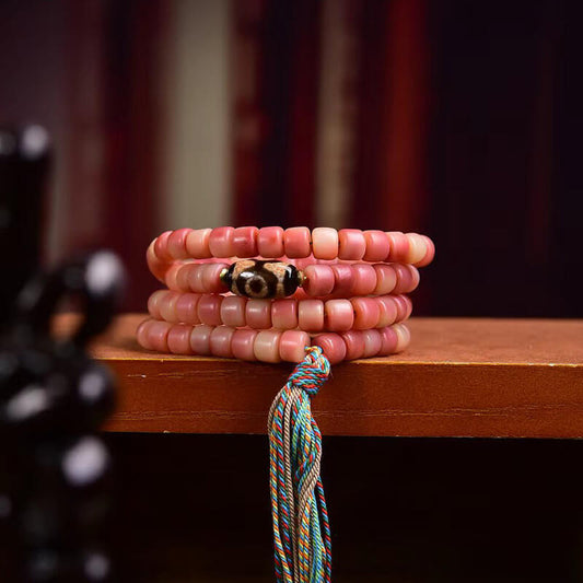 Bracelet de prière bouddhiste en os de chameau à 108 perles