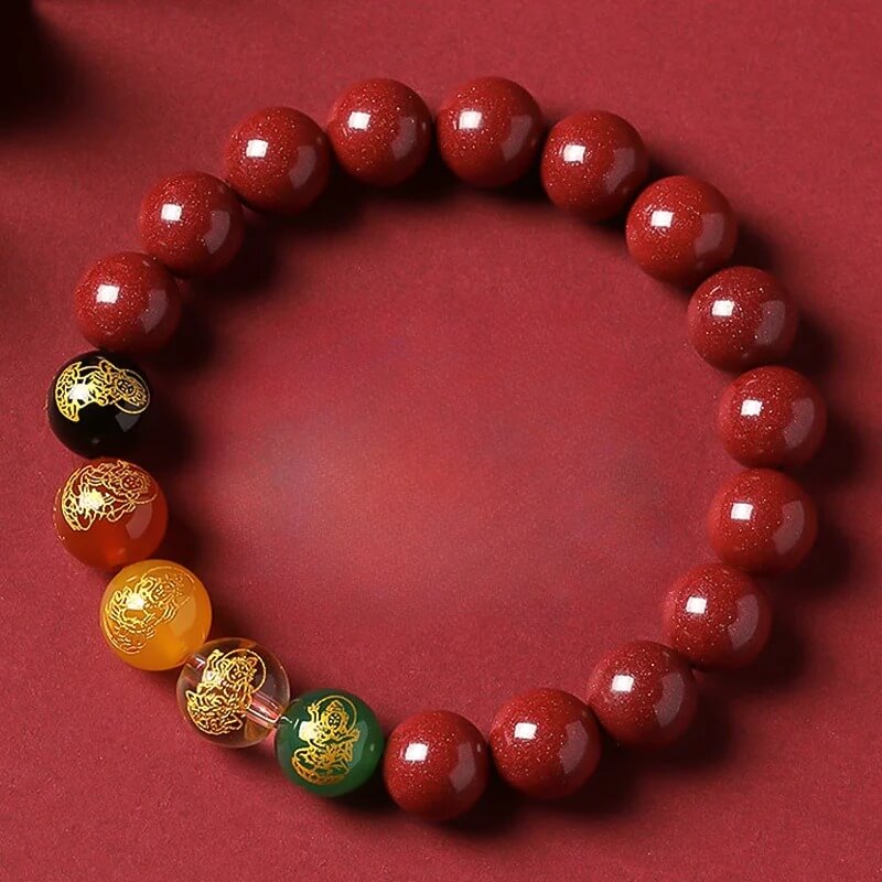 Zen Healing Cinnabar Five God of Wealth Lucky Bead Blessing Bracelet