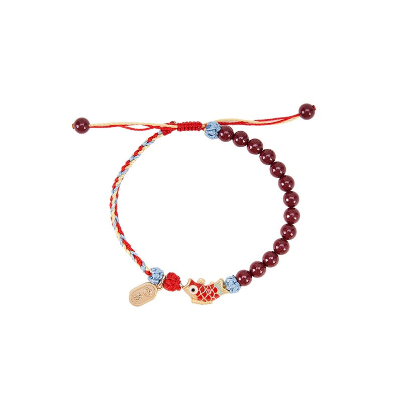 Cinnabar Lucky Koi Fish Healing Braided Bracelet