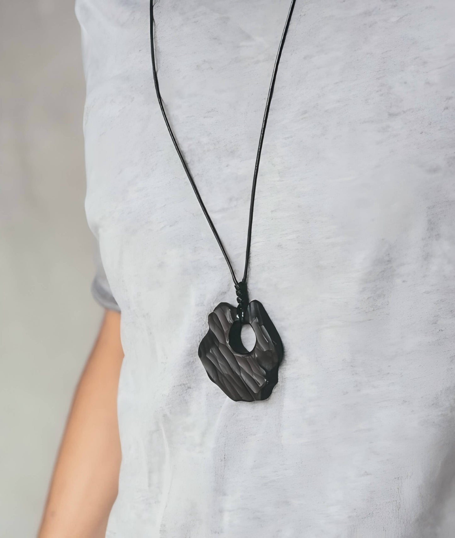 Ebony Wood Textured Personalized Necklace-Perseverance•Guardianship•Calmness