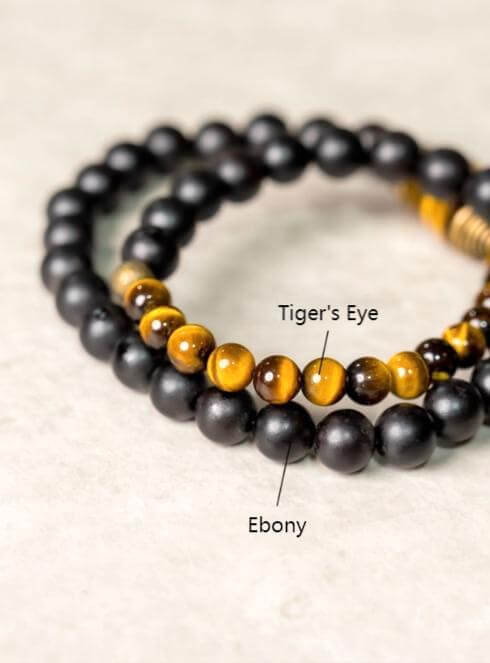 Ebony Wood Tiger's Eye Courage Double Loop Bracelet-Faith•Courage•Boldness•Success