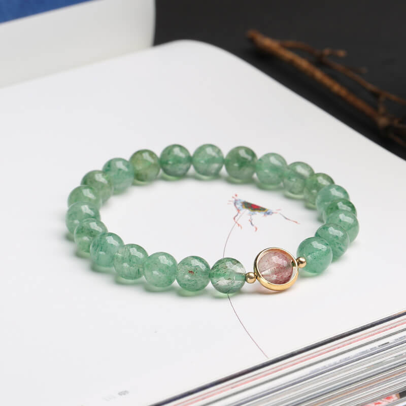 Quartz fraise verte enchanté Fraise verte-Amour•Chanceux