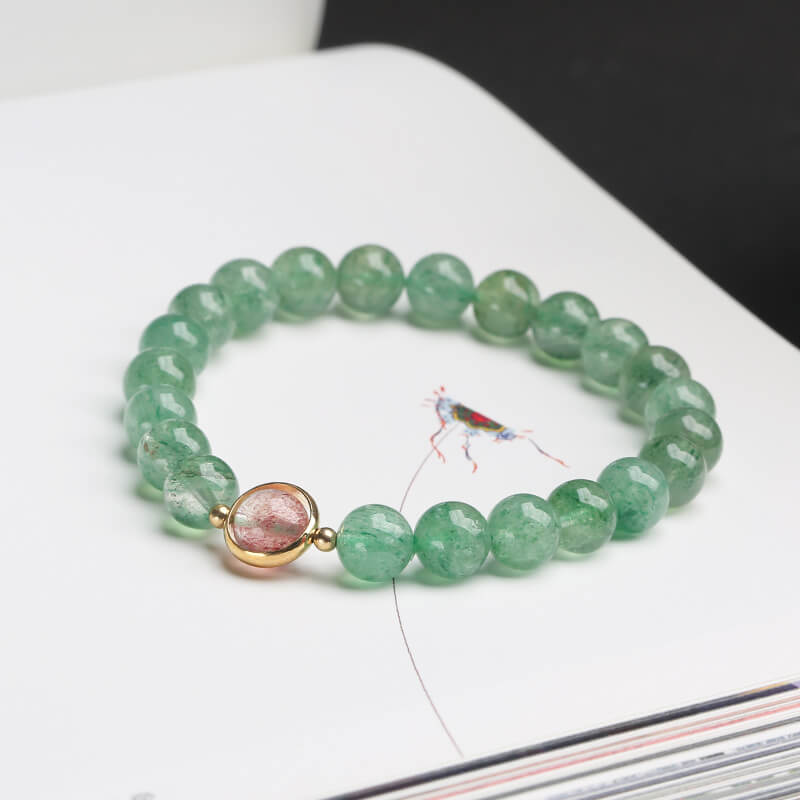 Quartz fraise verte enchanté Fraise verte-Amour•Chanceux