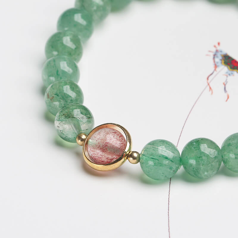 Quartz fraise verte enchanté Fraise verte-Amour•Chanceux