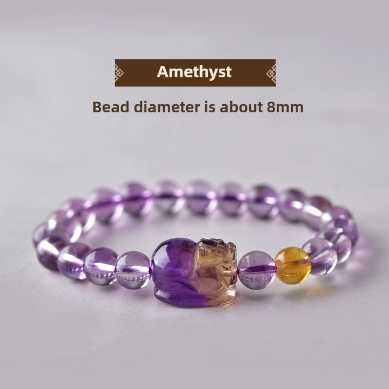 Feng Shui Amethyst Citrine Pixiu Fortune Wealth Bracelet