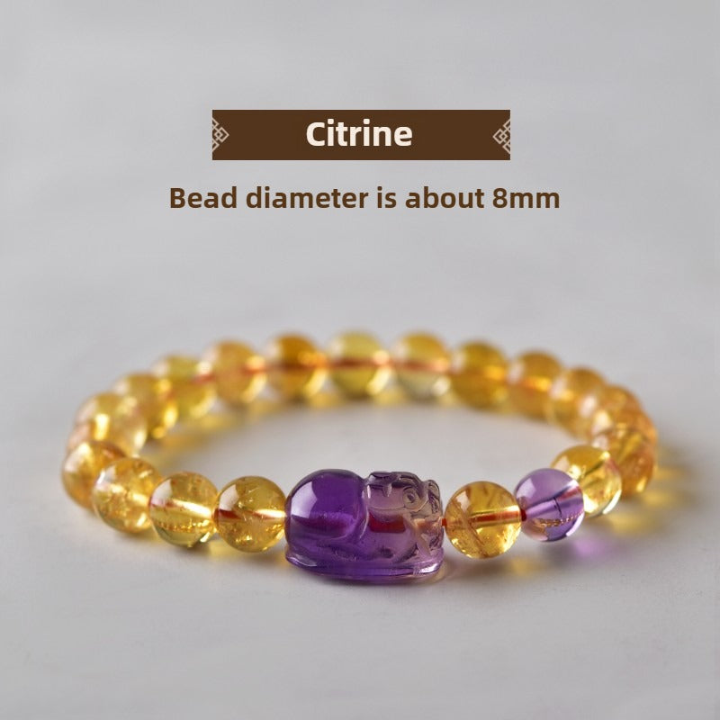 Feng Shui Amethyst Citrine Pixiu Fortune Wealth Bracelet