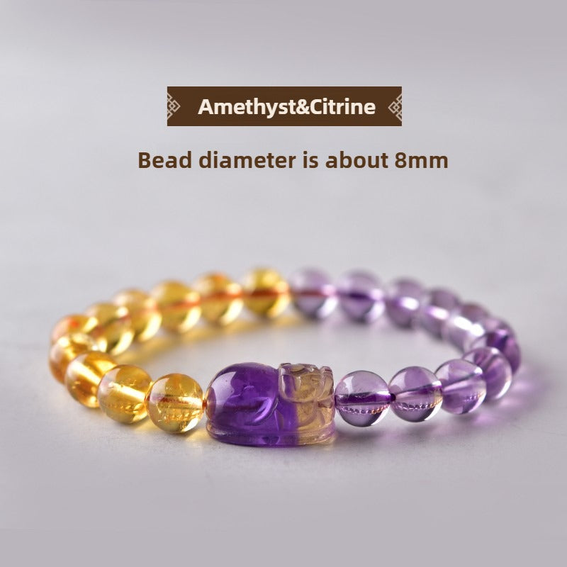 Feng Shui Amethyst Citrine Pixiu Fortune Wealth Bracelet