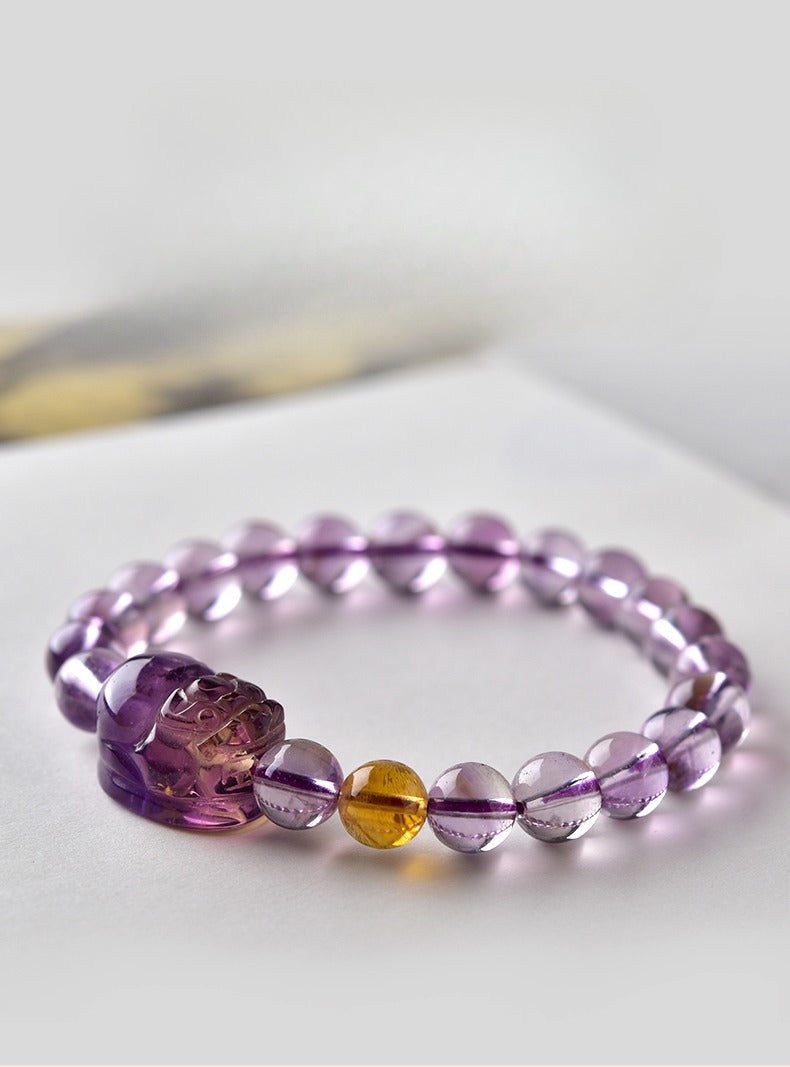 Feng Shui Amethyst Citrine Pixiu Fortune Wealth Bracelet