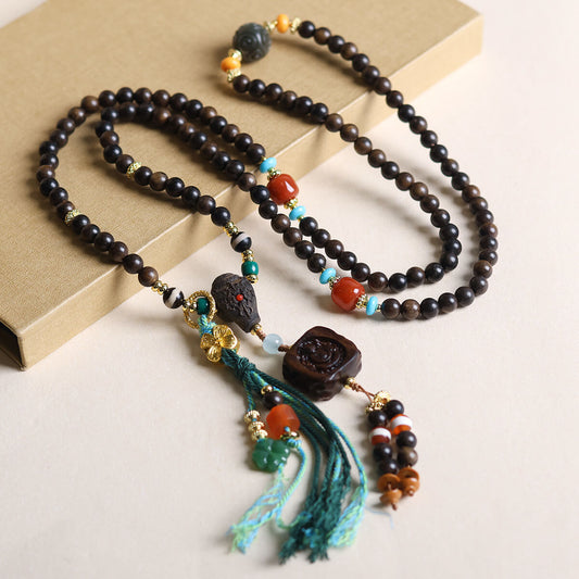 Bracelet zen en bois d'agar et sauge sans forme - Équilibre • Paix • Force • Calme • Éloigne les mauvais esprits