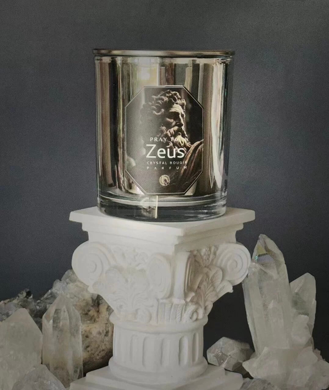Bougie parfumée à l'huile essentielle de cristal de Dieu Zeus - Manifestation du pouvoir, de la prospérité et de la sagesse