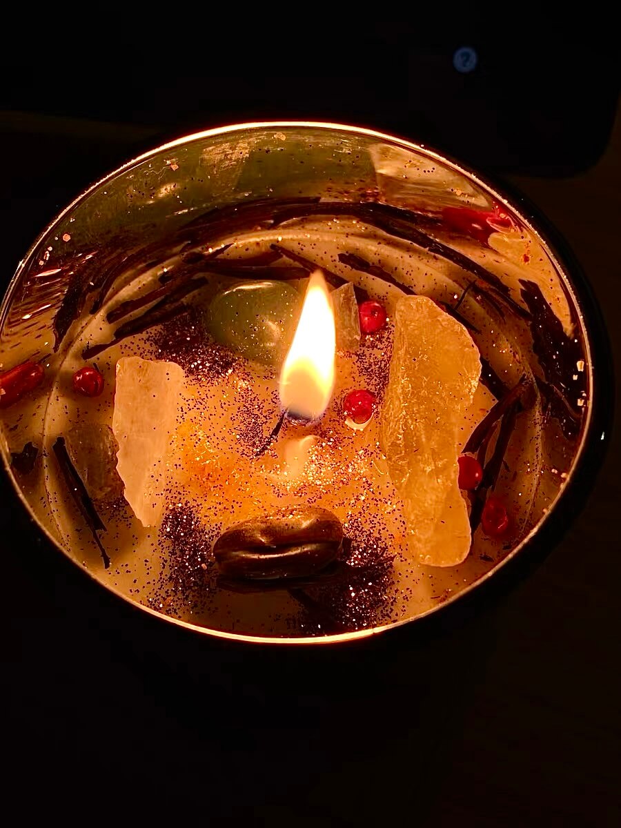 Bougie parfumée à l'huile essentielle de cristal de Dieu Zeus - Manifestation du pouvoir, de la prospérité et de la sagesse