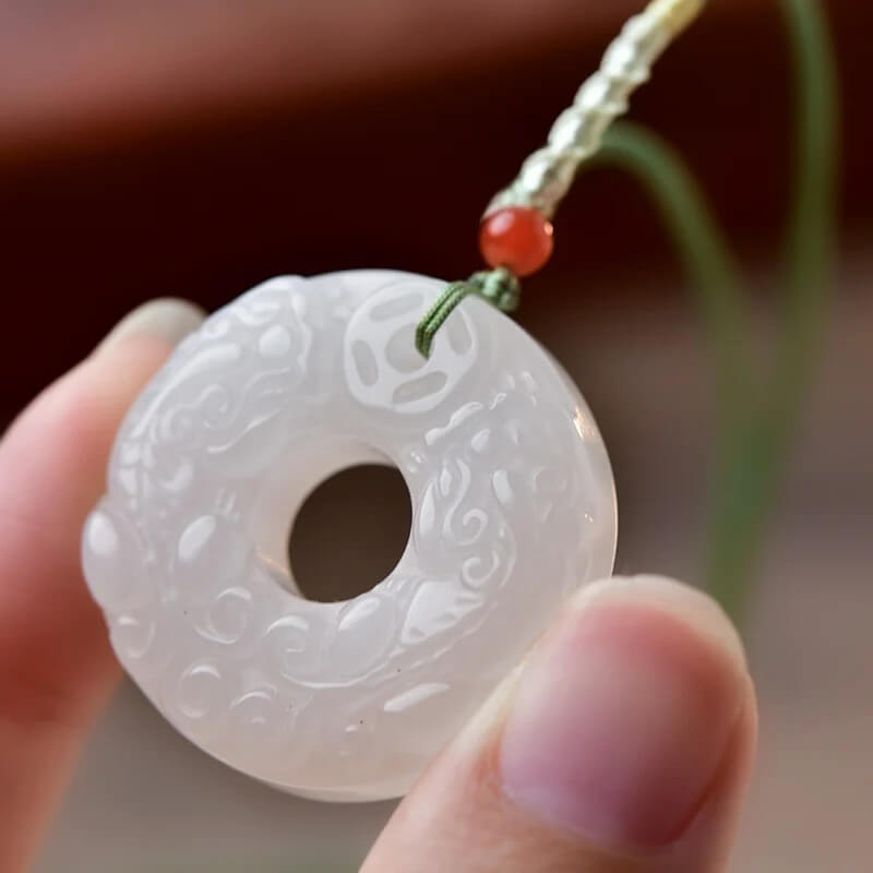 Gold Silk Jade Pi Xiu Peace Amulet Pendant Wealth Safety Necklace
