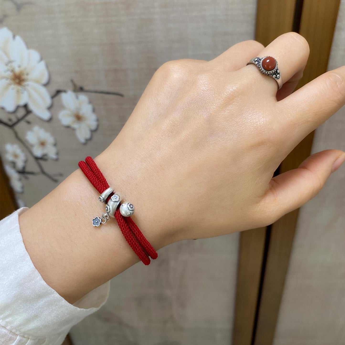 Handmade 999 Sterling Silver Year Of Snake Spirit Snake Red String Protection Braided Bracelet