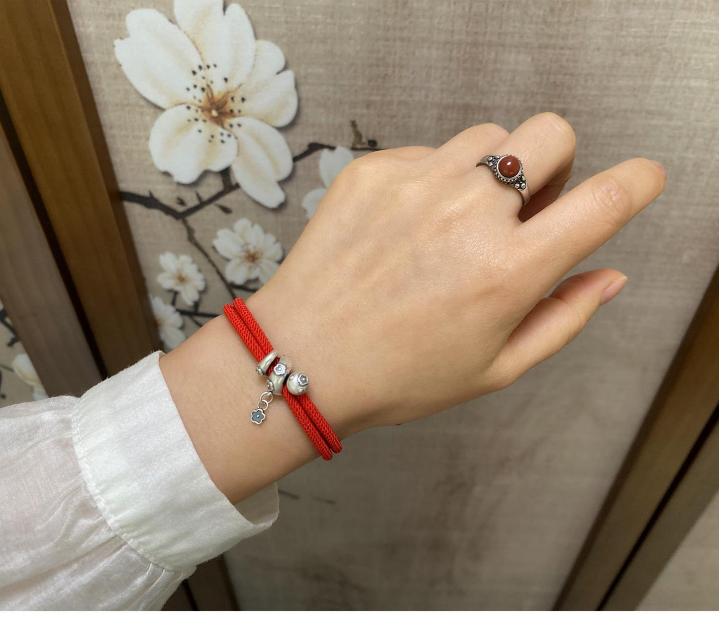 Handmade 999 Sterling Silver Year Of Snake Spirit Snake Red String Protection Braided Bracelet