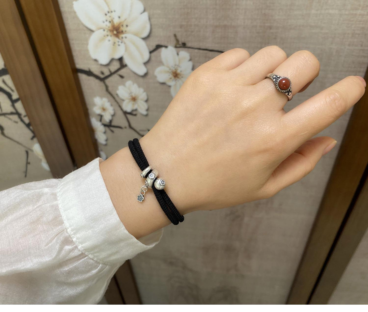 Handmade 999 Sterling Silver Year Of Snake Spirit Snake Red String Protection Braided Bracelet