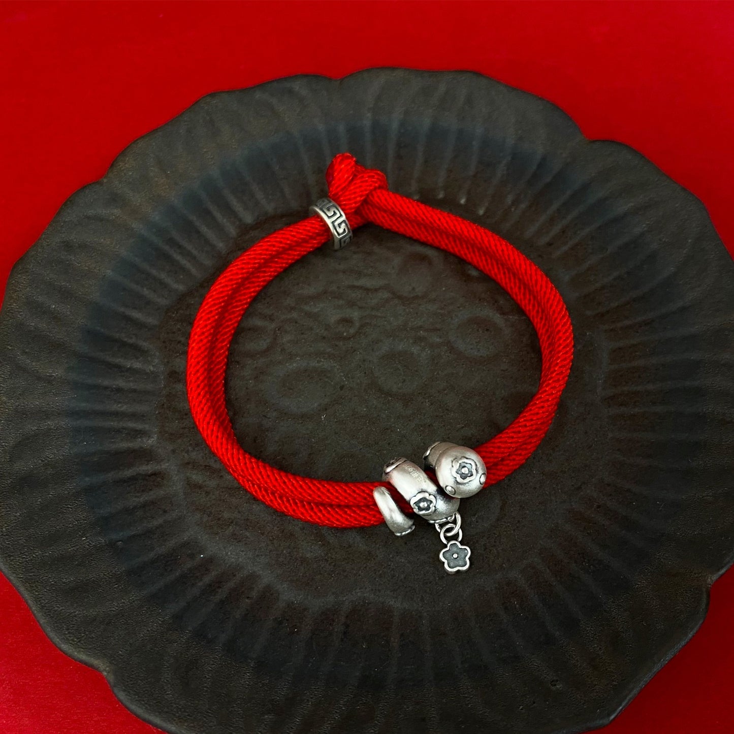 Handmade 999 Sterling Silver Year Of Snake Spirit Snake Red String Protection Braided Bracelet