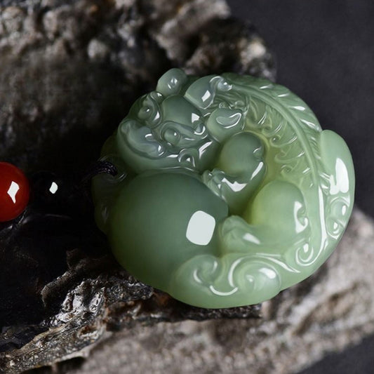 Hetian Jade Pixiu Luck Protection Feng Shui Necklace Pendant
