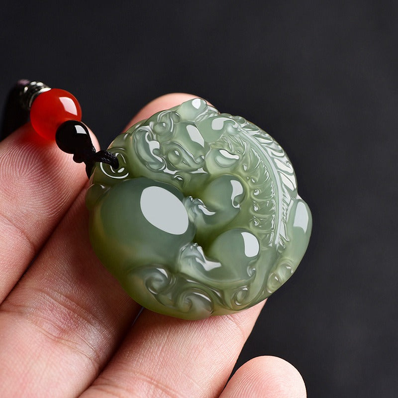Hetian Jade Pixiu Luck Protection Feng Shui Necklace Pendant