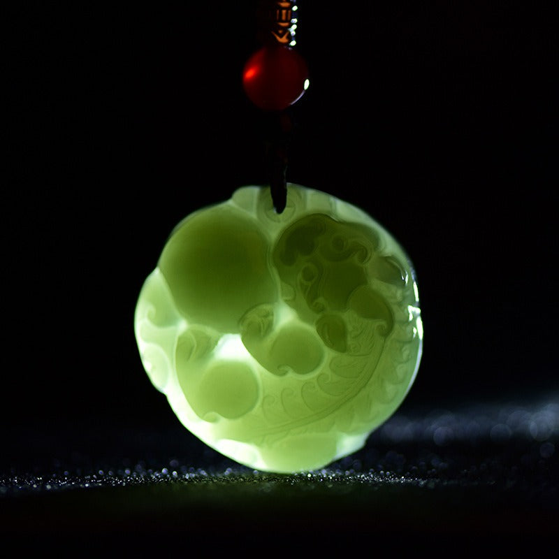 Hetian Jade Pixiu Luck Protection Feng Shui Necklace Pendant