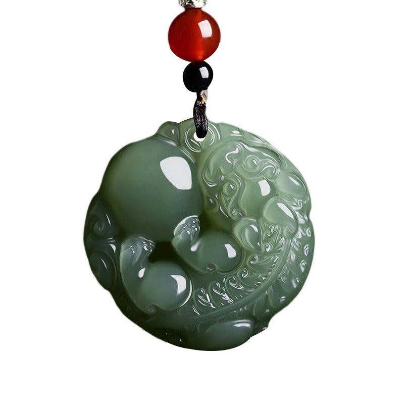 Hetian Jade Pixiu Luck Protection Feng Shui Necklace Pendant