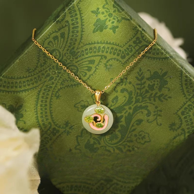Hetian Jade Peace Buckle 925 Sterling Silver Year Of The Snake Prosperity Necklace Pendant