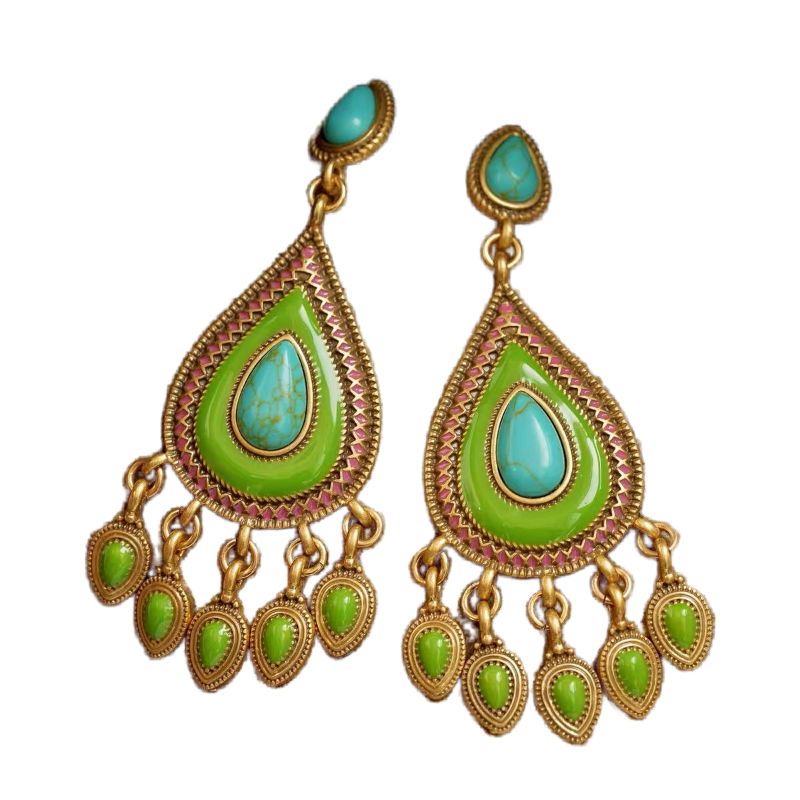 Boucles d'oreilles à pampilles en forme de larme turquoise - Glamour · Success