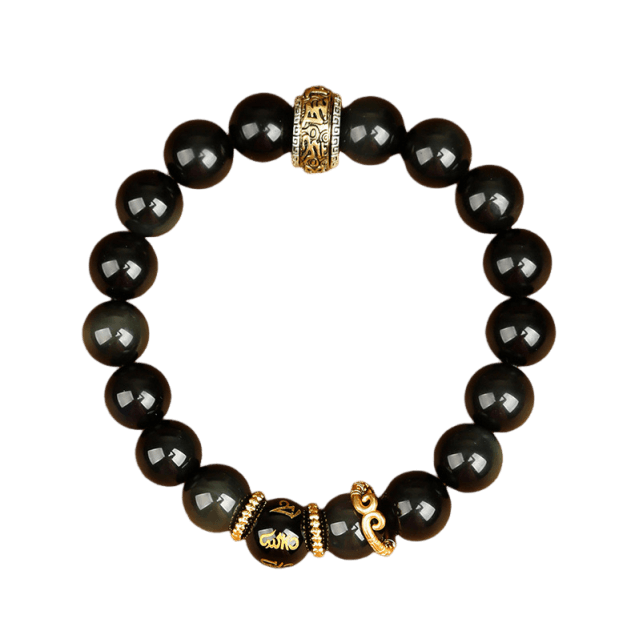 Bracelet en pierre noire Wukong Black Myth - Sagesse · Percée