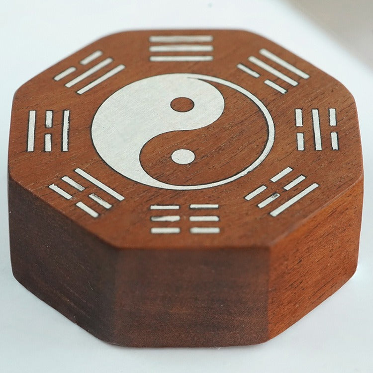 Jujube Wood Silver Vajra Knot Yin Yang Bagua Protection Feng Shui Bracelet