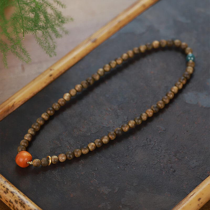 Kynam Agarwood South Red Agate Double Circle Bracelet-Tranquilizes the mind•Helps sleep•Peace•Calm