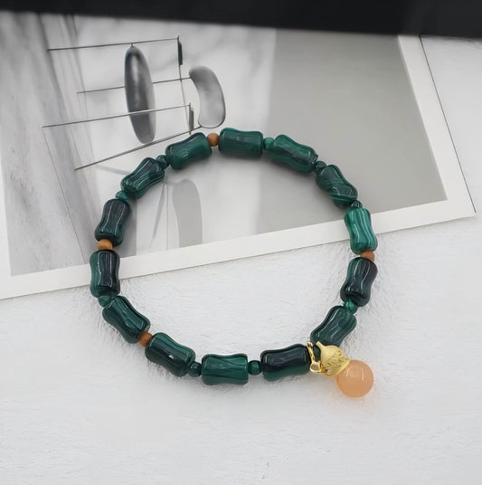 Malachite Step by Step Vintage Bracelet-Growth•Courage•Success