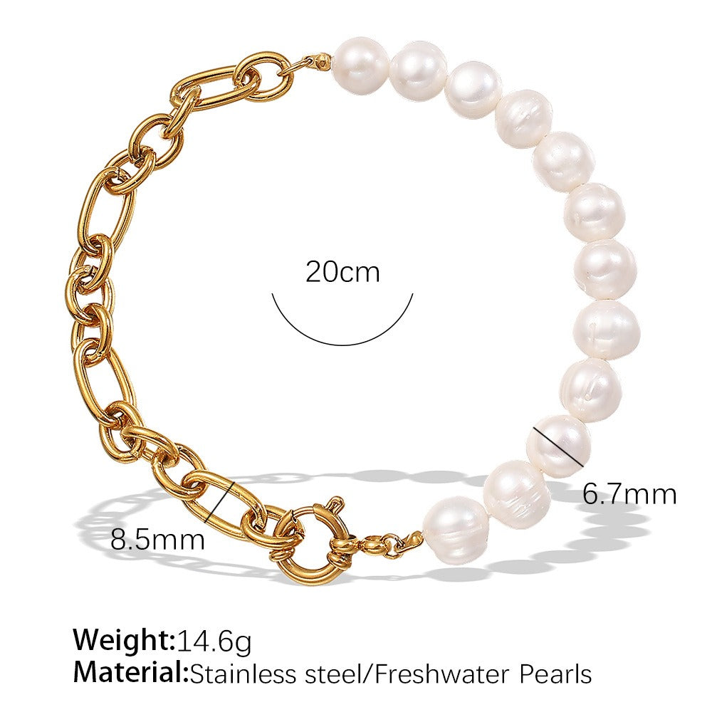 Zen Healing Minimalist Pearl Stainless Steel Bracelet Necklace