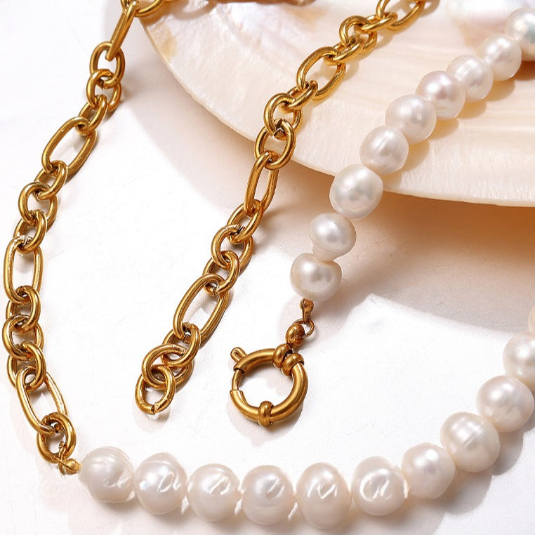 Zen Healing Minimalist Pearl Stainless Steel Bracelet Necklace
