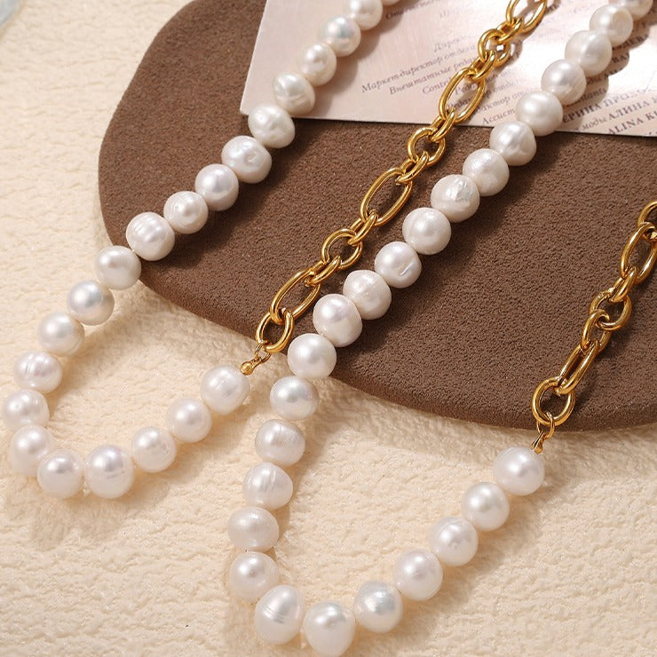 Zen Healing Minimalist Pearl Stainless Steel Bracelet Necklace