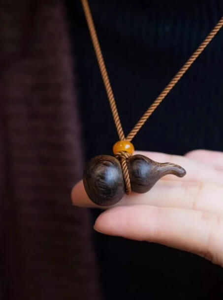 Natural Agarwood Gourd Fortune Necklace-Luck•Fortune
