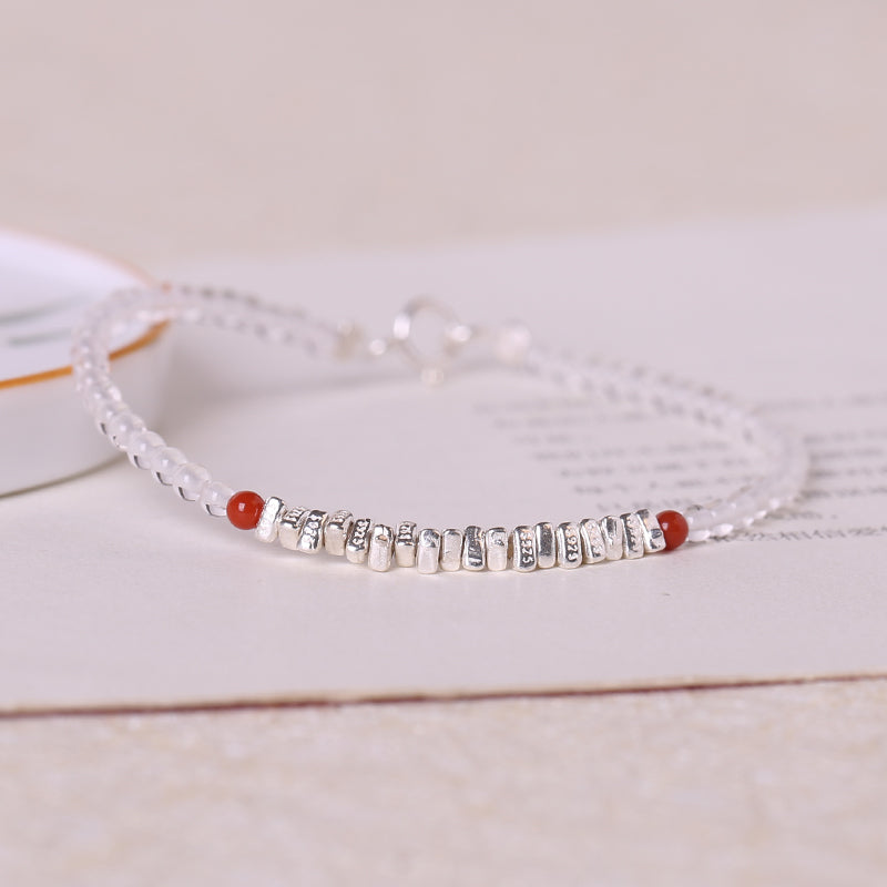 Zen Healing Clear Quartz 925 Sterling Silver Peace Bracelet